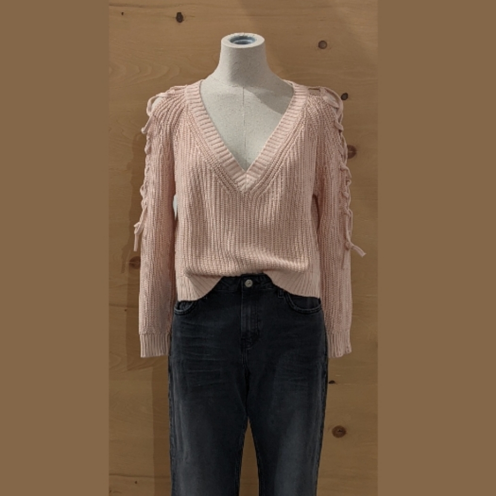Tied Up Sleeve Knitted Sweater
